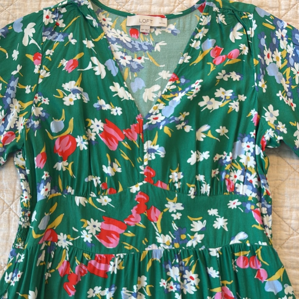 Loft green floral midi dress - Picture 4 of 11